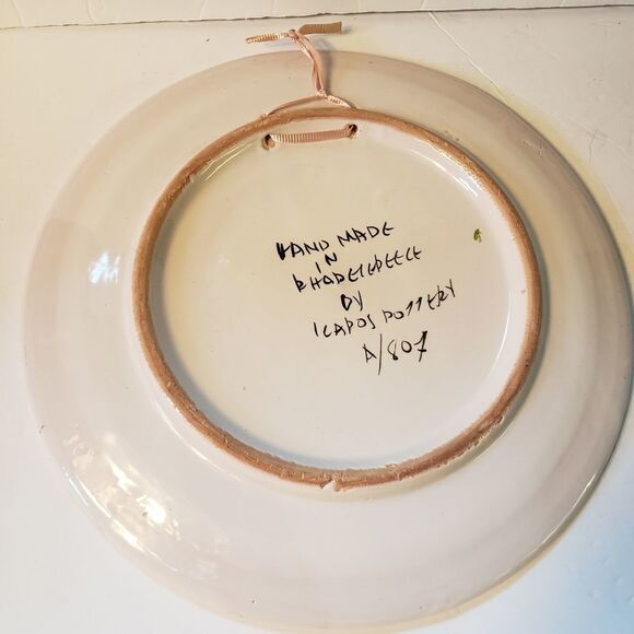 IKaros Hand Painted Carnations and Tulips Decorative Plate Rhodes, Greece - Picture 3 of 5